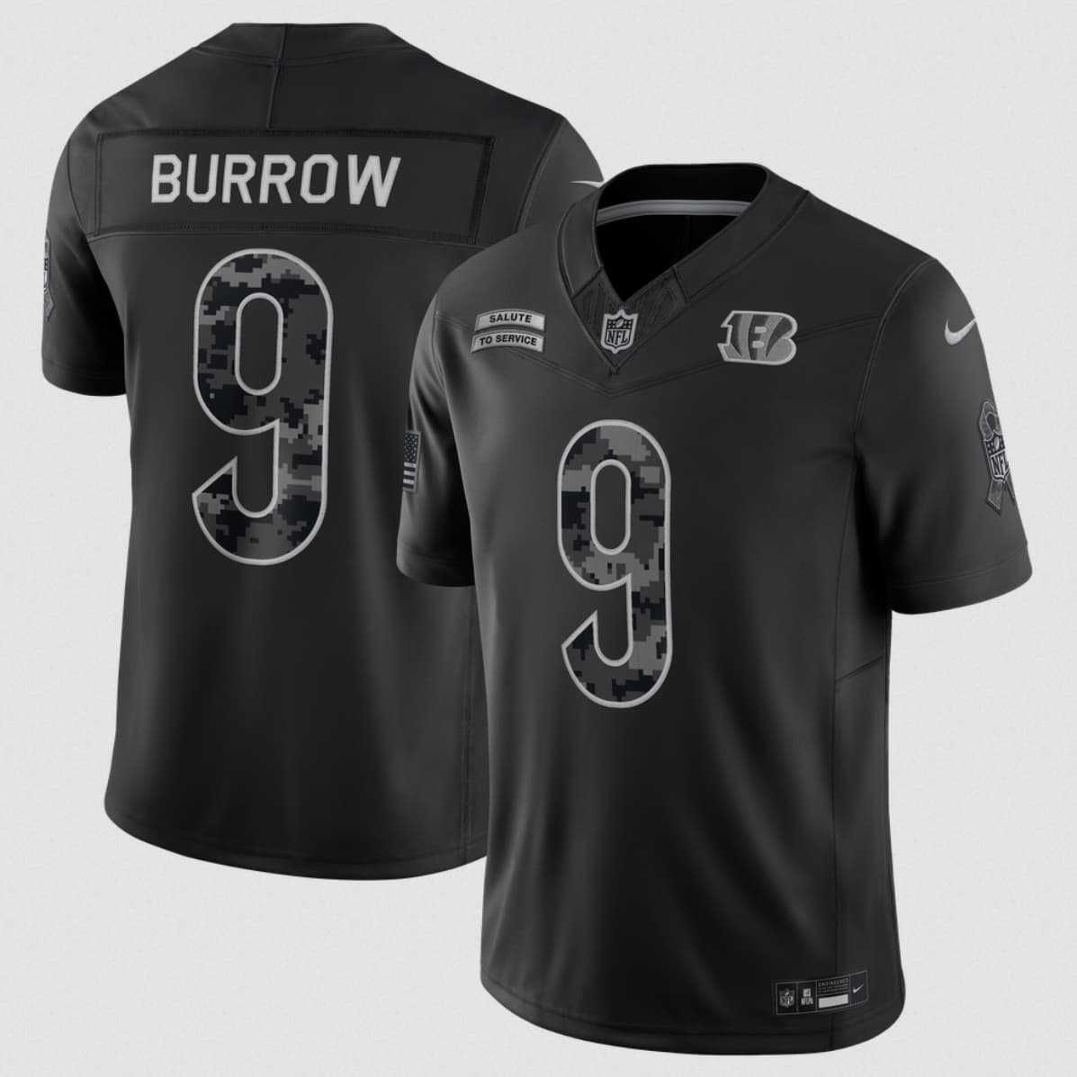 Men%27s Cincinnati Bengals #9 Joe Burrow Black 2026 F.U.S.E. Salute to Service Limited Stitched Jersey->dallas cowboys->NFL Jersey