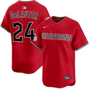 Men%27s Cleveland Guardians #24 Chase DeLauter Red Cool Base Stitched Jersey Dzhi->cleveland guardians->MLB Jersey