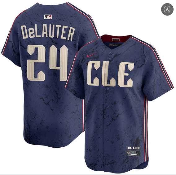 Men%27s Cleveland Guardians #24 Chase DeLauter Navy 2024 City Connect Limited Stitched Jersey Dzhi->cincinnati reds->MLB Jersey