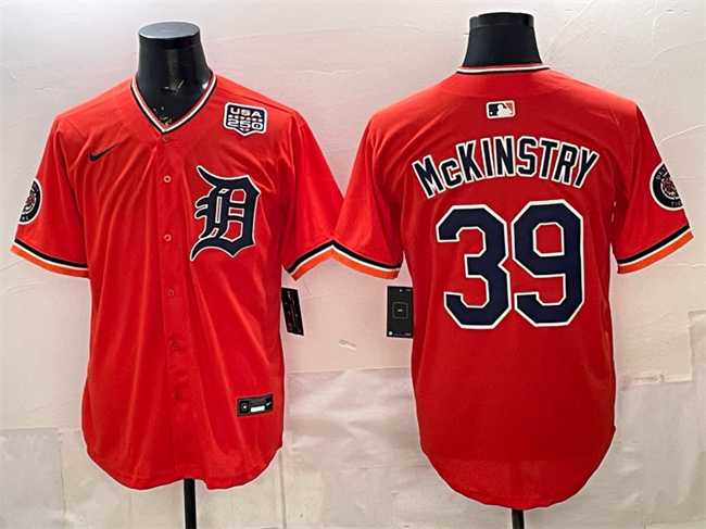 Mens Detroit Tigers #39 Zach McKinstry Orange 2026 Alternate USA 250 Patch Vapor Premier Limited Stitched Jersey Dzhi->detroit tigers->MLB Jersey