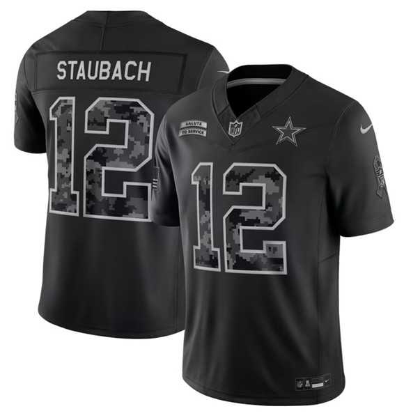 Men%27s Dallas Cowboys #12 Roger Staubach Black 2026 F.U.S.E. Salute to Service Limited Stitched Jersey->dallas cowboys->NFL Jersey