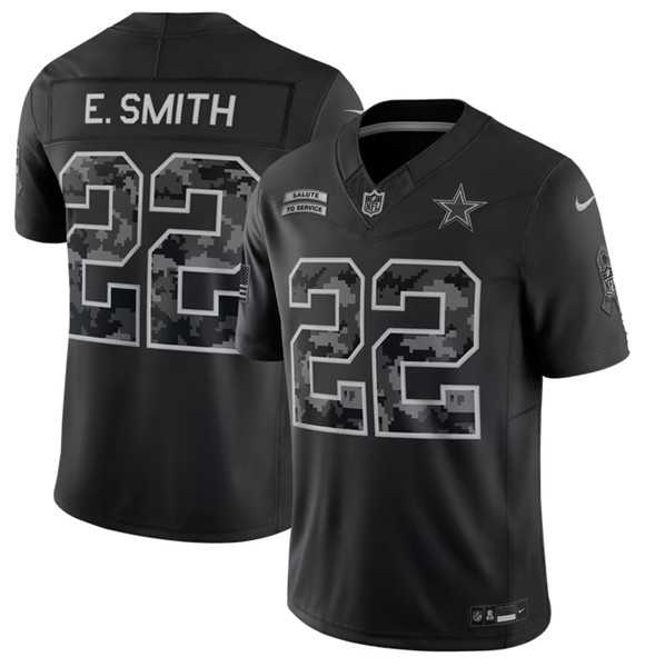 Men%27s Dallas Cowboys #22 Emmitt Smith Black 2026 F.U.S.E. Salute to Service Limited Stitched Jersey->denver broncos->NFL Jersey