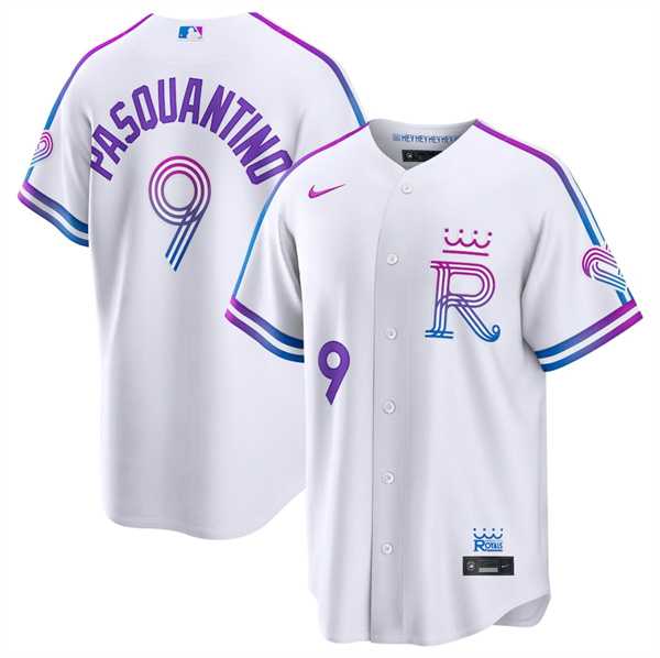 Men%27s Kansas City Royals #9 Vinnie Pasquantino White 2026 City Connect Stadium Stitched Jersey Dzhi->kansas city royals->MLB Jersey