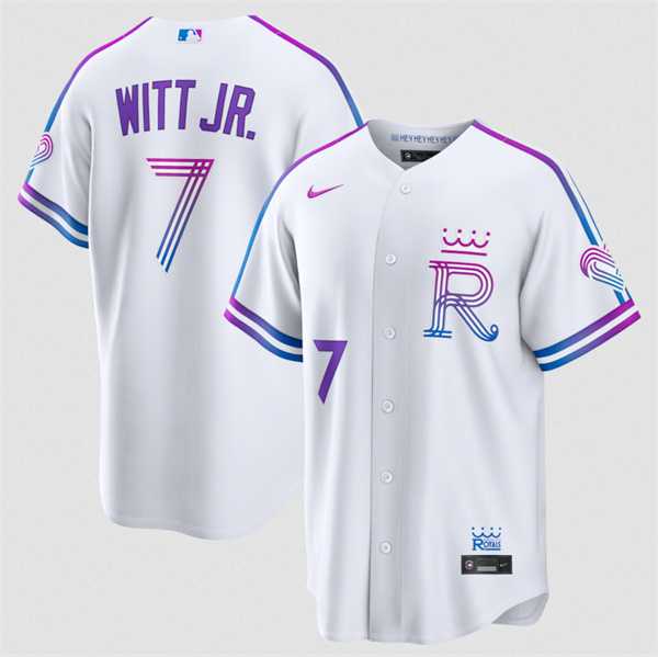 Men%27s Kansas City Royals #7 Bobby Witt Jr. White 2026 City Connect Stadium Stitched Jersey Dzhi->kansas city royals->MLB Jersey