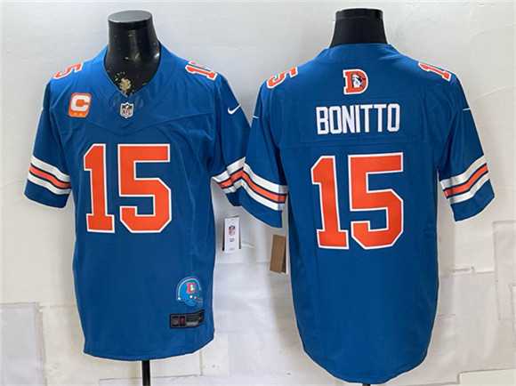 Men%27s Denver Broncos #15 Nik Bonitto Blue F.U.S.E. With 2-Star C Patch Throwback Vapor Limited Stitched Jersey Dzhi->detroit lions->NFL Jersey