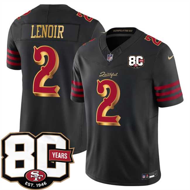 Men%27s San Francisco 49ers #2 Deommodore Lenoir Black 80th Anniversary Patch Rivalries 2026 F.U.S.E. Vapor Untouchable Limited Stitched Jersey Dzhi->san francisco 49ers->NFL Jersey