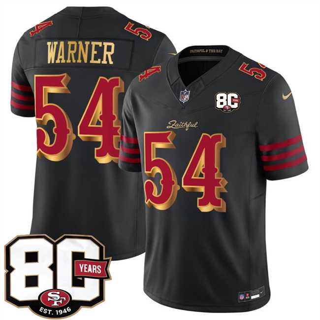 Men%27s San Francisco 49ers #54 Fred Warner Black 80th Anniversary Patch Rivalries 2026 F.U.S.E. Vapor Untouchable Limited Stitched Jersey Dzhi->san francisco 49ers->NFL Jersey