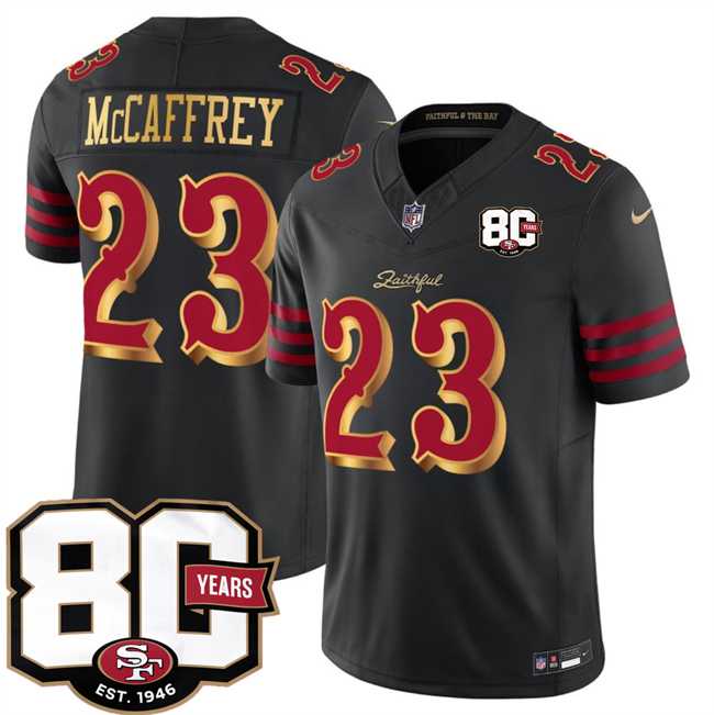 Men%27s San Francisco 49ers #23 Christian McCaffrey Black 80th Anniversary Patch Rivalries 2026 F.U.S.E. Vapor Untouchable Limited Stitched Jersey Dzhi->san francisco 49ers->NFL Jersey