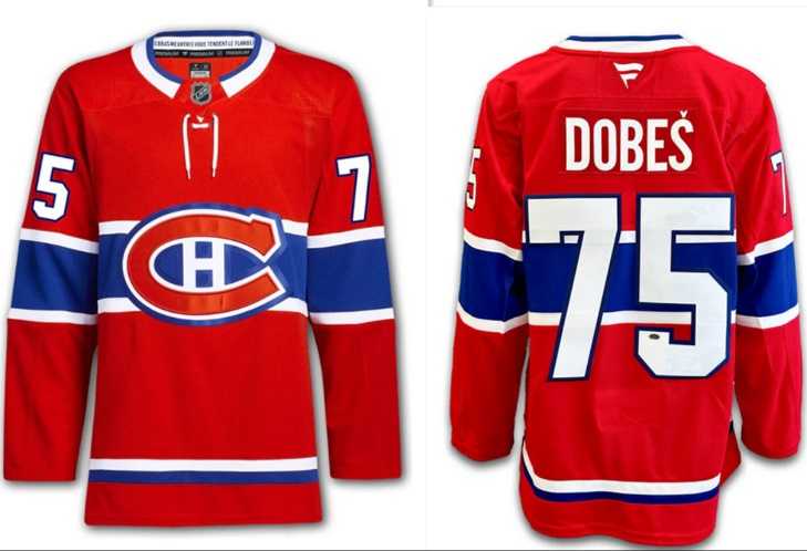 Men%27s Montreal Canadiens #75 Jakub Dobes Red 2024-25 Stitched Jersey Dzhi->carolina hurricanes->NHL Jersey