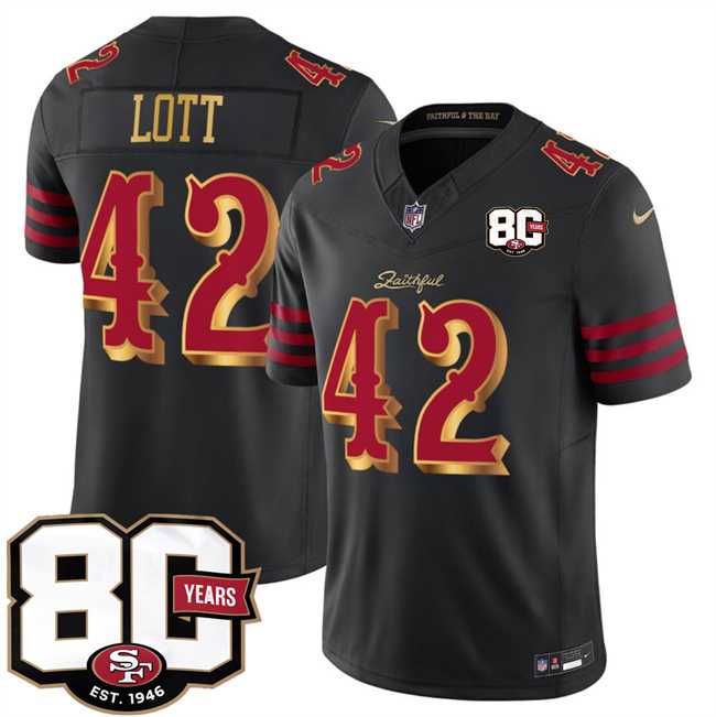 Men%27s San Francisco 49ers #42 Ronnie Lott Black 80th Anniversary Patch Rivalries 2026 F.U.S.E. Vapor Untouchable Limited Stitched Jersey Dzhi->san francisco 49ers->NFL Jersey
