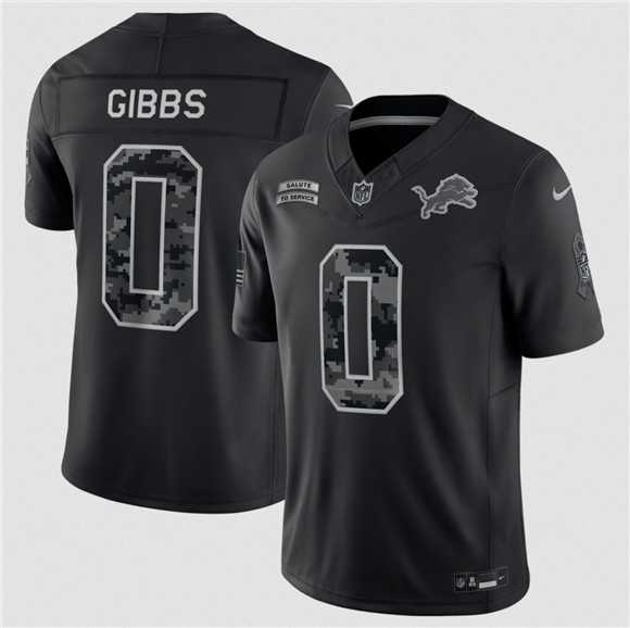 Men%27s Detroit Lions #0 Jahmyr Gibbs Black F.U.S.E. 2026 Salute to Service Limited Stitched Jersey->detroit lions->NFL Jersey