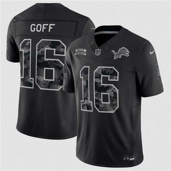 Men%27s Detroit Lions #16 Jared Goff Black F.U.S.E. 2026 Salute to Service Limited Stitched Jersey->green bay packers->NFL Jersey