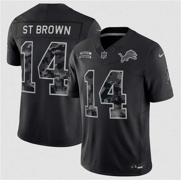 Men%27s Detroit Lions #14 Amon-Ra St. Brown Black F.U.S.E. 2026 Salute to Service Limited Stitched Jersey->detroit lions->NFL Jersey