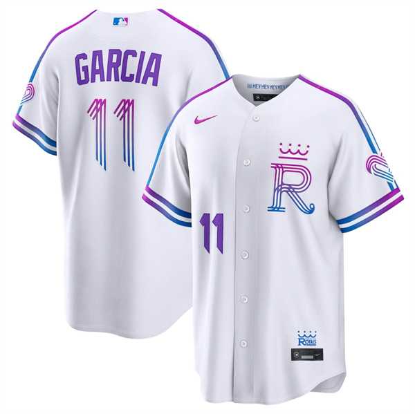 Men%27s Kansas City Royals #11 Maikel Garcia White 2026 City Connect Stadium Stitched Jersey Dzhi->kansas city royals->MLB Jersey
