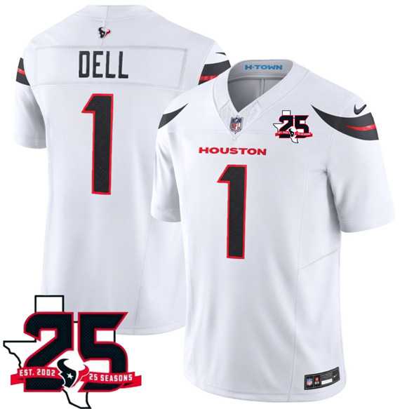 Men%27s Houston Texans #1 Tank Dell White 2026 F.U.S.E. With 25th Anniversary Patch Limited Stitched Jersey Dzhi->houston texans->NFL Jersey