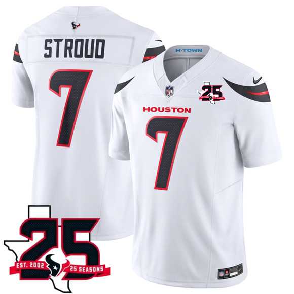 Men%27s Houston Texans #7 C.J. Stroud White 2026 F.U.S.E. With 25th Anniversary Patch Limited Stitched Jersey Dzhi->houston texans->NFL Jersey