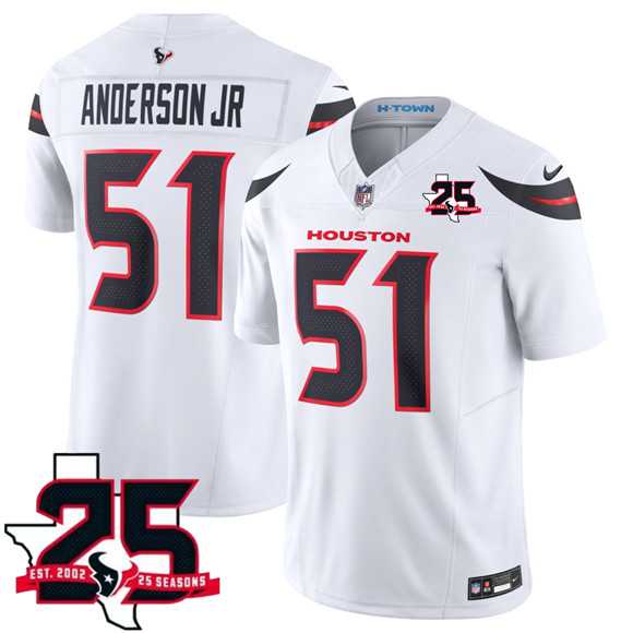Men%27s Houston Texans #51 Will Anderson Jr. White 2026 F.U.S.E. With 25th Anniversary Patch Limited Stitched Jersey Dzhi->houston texans->NFL Jersey