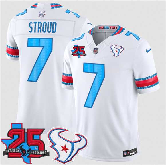 Men%27s Houston Texans #7 C.J. Stroud White 2026 F.U.S.E. Rivalries Collection With 25th Anniversary Patch Limited Stitched Jersey Dzhi->houston texans->NFL Jersey