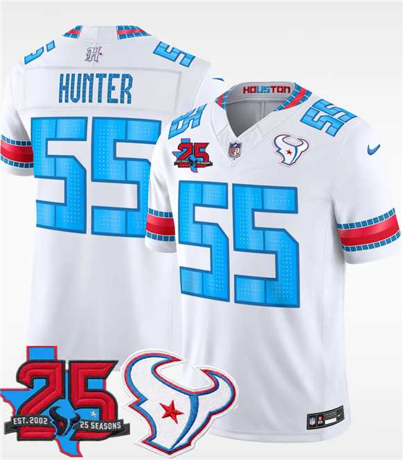 Men%27s Houston Texans #55 Danielle Hunter White 2026 F.U.S.E. Rivalries Collection With 25th Anniversary Patch Limited Stitched Jersey Dzhi->houston texans->NFL Jersey