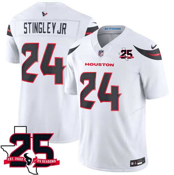 Men%27s Houston Texans #24 Derek Stingley Jr. White 2026 F.U.S.E. With 25th Anniversary Patch Limited Stitched Jersey Dzhi->houston texans->NFL Jersey