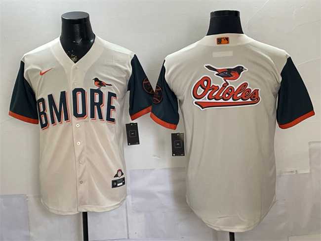 Mens Baltimore Orioles Team Big Logo Natural 2026 City Connect Stadium Stitched Jersey Dzhi->atlanta braves->MLB Jersey