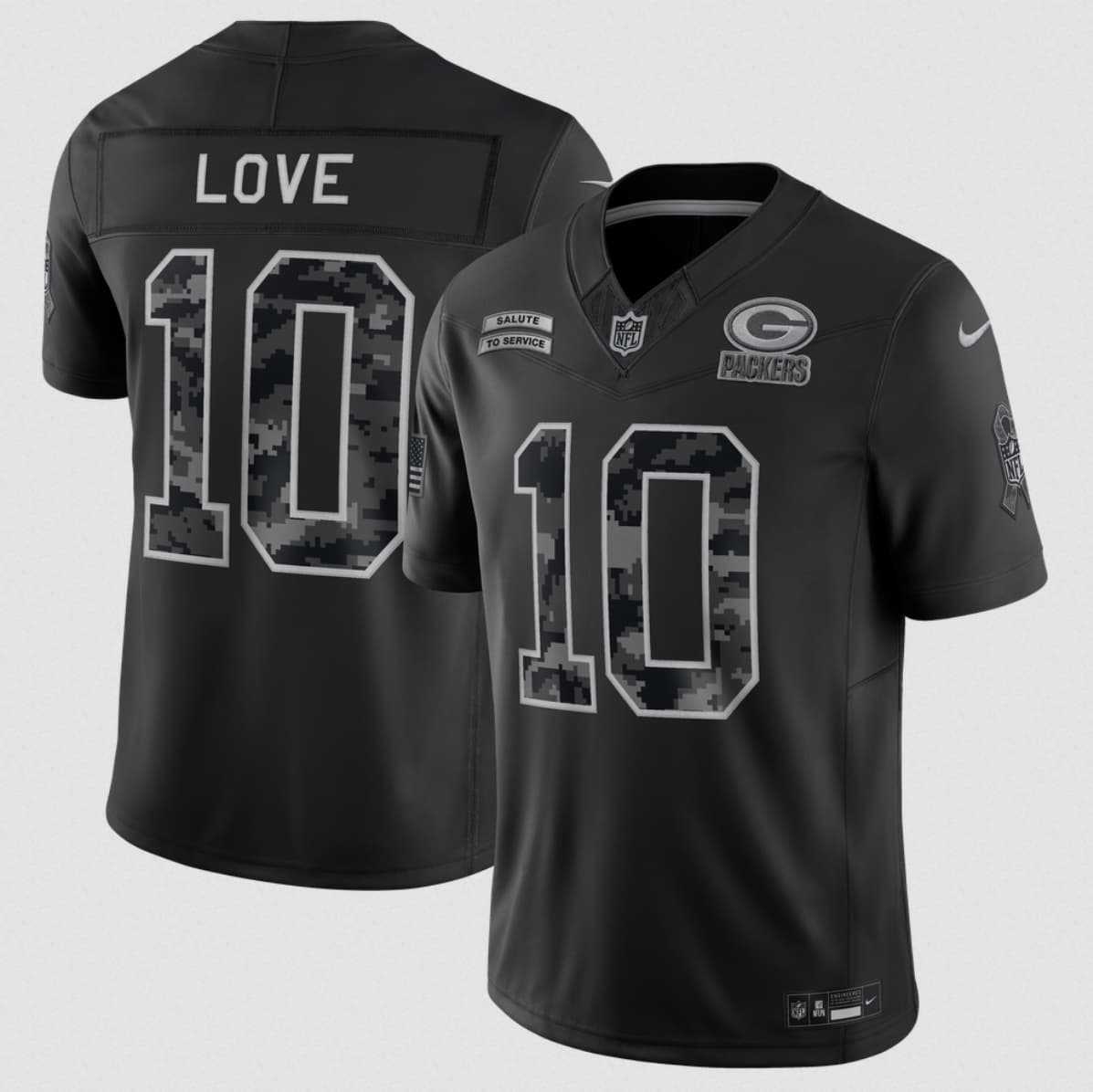 Men%27s Green Bay Packers #10 Jordan Love Black 2026 F.U.S.E. Salute to Service Limited Stitched Jersey->houston texans->NFL Jersey