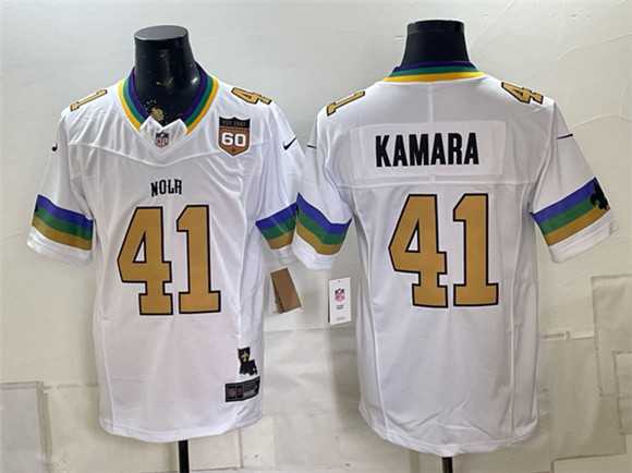 Men%27s New Orleans Saints #41 Alvin Kamara White F.U.S.E. 60th Anniversary Patch Vapor Limited Stitched Jersey Dzhi->san francisco 49ers->NFL Jersey