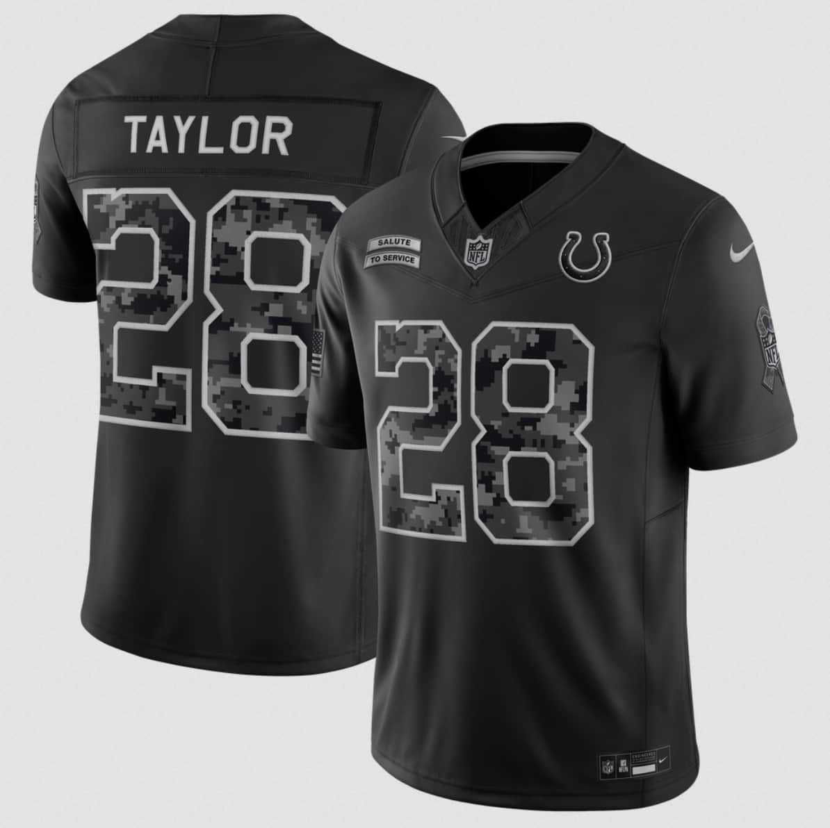 Men%27s Indianapolis Colts #28 Jonathan Taylor Black 2026 F.U.S.E. Salute to Service Limited Stitched Jersey->indianapolis colts->NFL Jersey