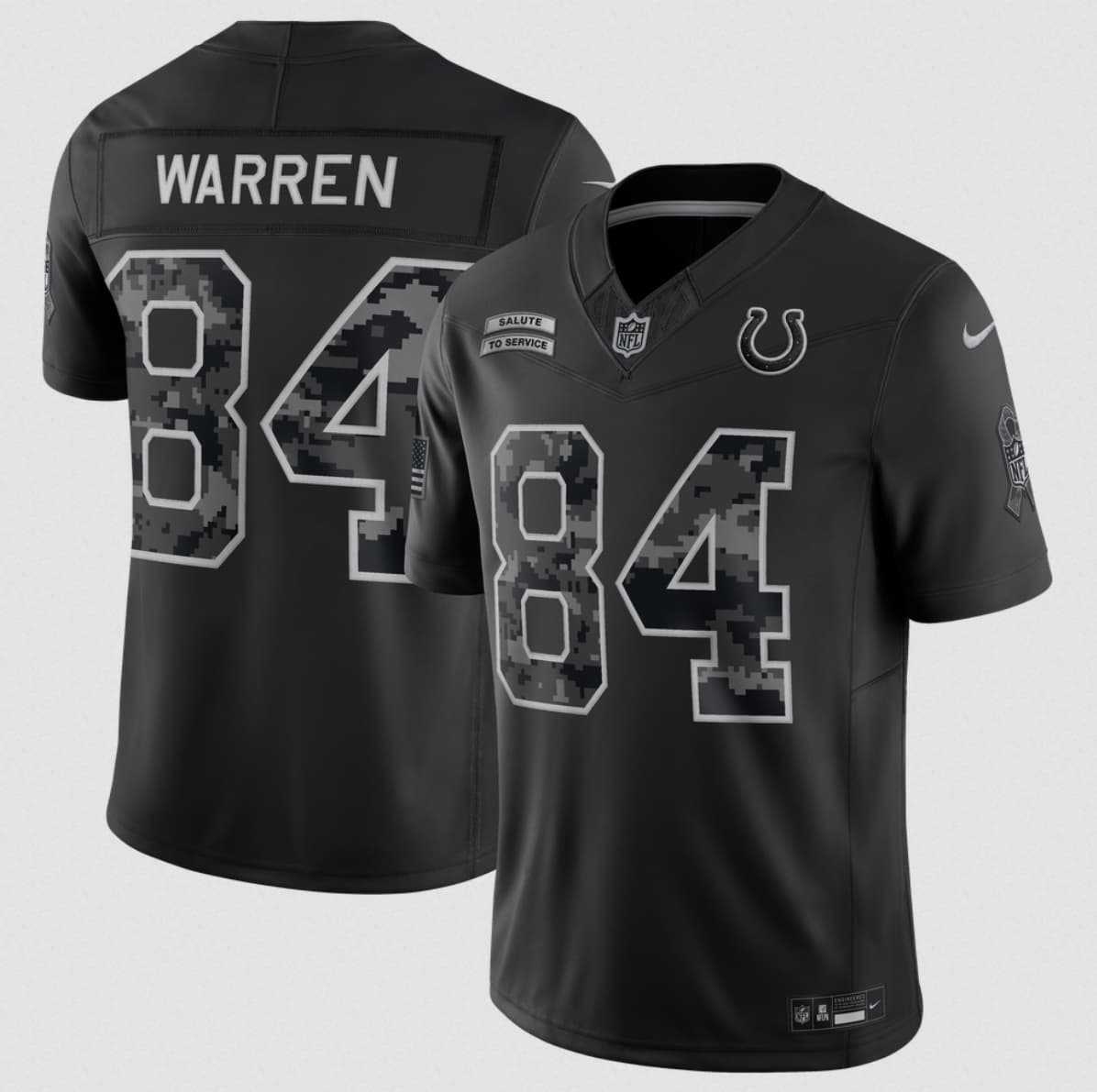 Men%27s Indianapolis Colts #84 Tyler Warren Black 2026 F.U.S.E. Salute to Service Limited Stitched Jersey->jacksonville jaguars->NFL Jersey