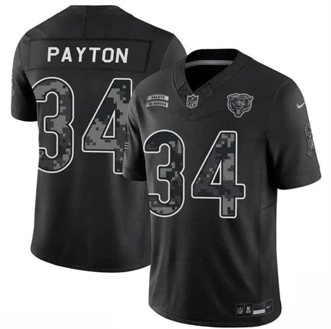 Men%27s Chicago Bears #34 Walter Payton Black 2026 F.U.S.E. Salute to Service Limited Stitched Jersey->buffalo bills->NFL Jersey