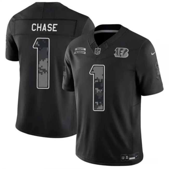 Men%27s Cincinnati Bengals #1 Ja%27Marr Chase Black 2026 F.U.S.E. Salute to Service Limited Stitched Jersey->chicago bears->NFL Jersey