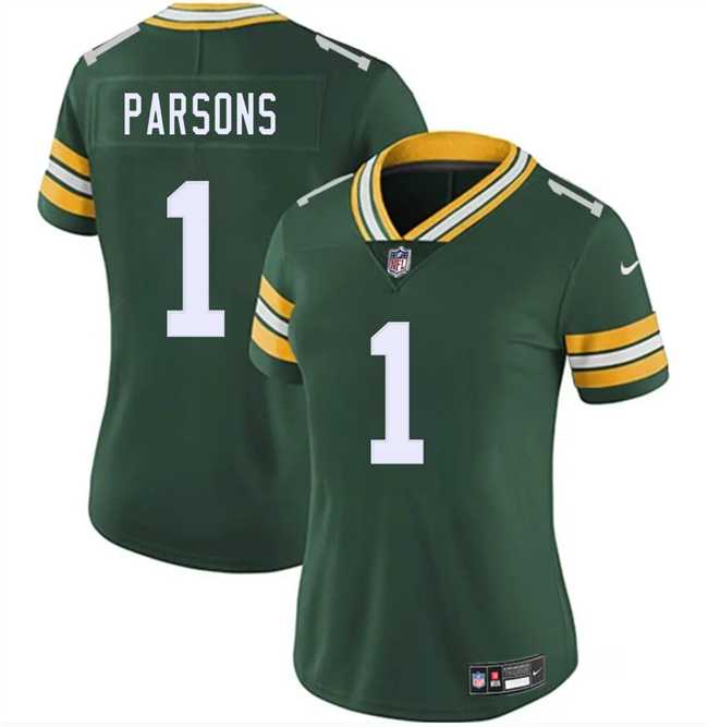 Women%27s Green Bay Packers #1 Micah Parsons Green 2025 Vapor Untouchable Limited Stitched Jersey Dzhi->green bay packers->NFL Jersey