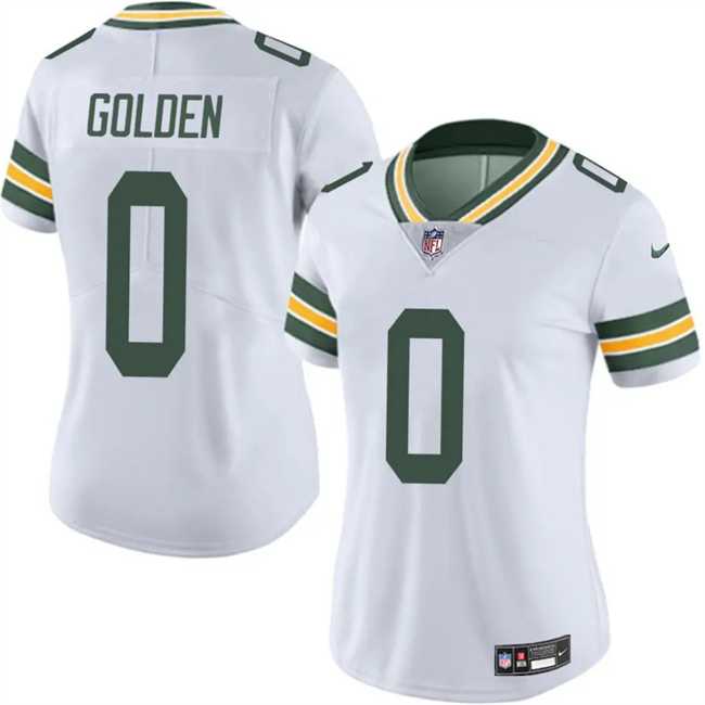 Women%27s Green Bay Packers #0 Matthew Golden White 2025 Draft Vapor Untouchable Limited Stitched Jersey Dzhi->green bay packers->NFL Jersey