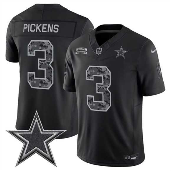 Mens Dallas Cowboys #3 George pickens Black 2026 F.U.S.E. Salute to Service Limited Stitched Jersey->dallas cowboys->NFL Jersey