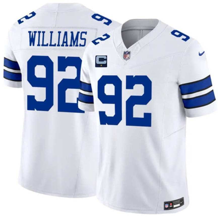 Mens Dallas Cowboys #92 Quinnen Williams White 2026 With 1-Star C Patch F.U.S.E. Vapor Untouchable Limited Stitched Jersey->dallas cowboys->NFL Jersey