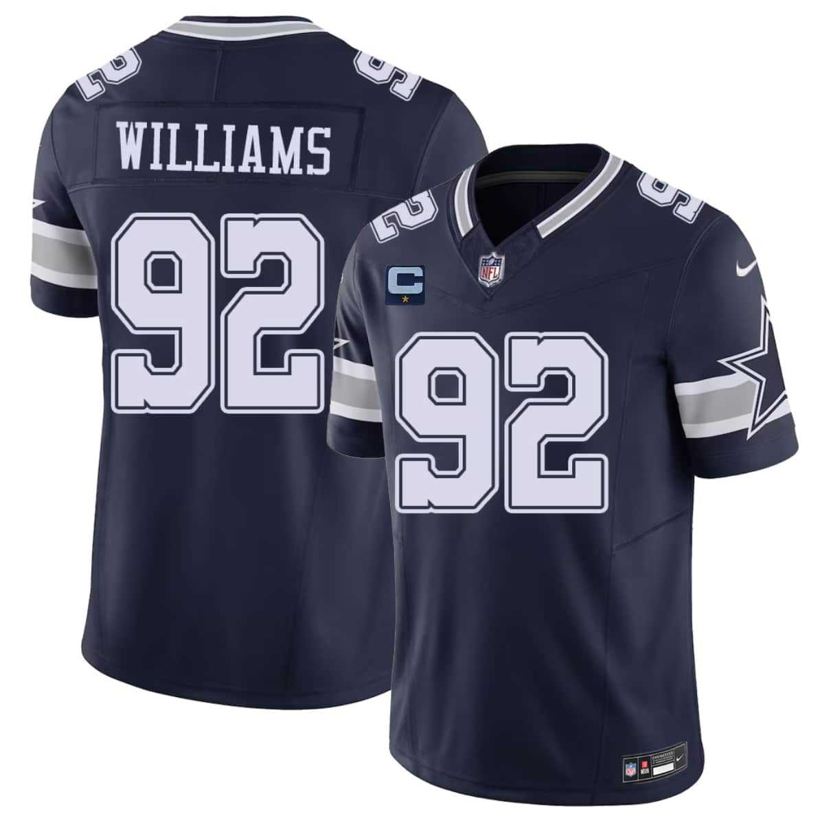 Mens Dallas Cowboys #92 Quinnen Williams Navy 2026 With 1-Star C Patch F.U.S.E. Vapor Untouchable Limited Stitched Jersey->dallas cowboys->NFL Jersey
