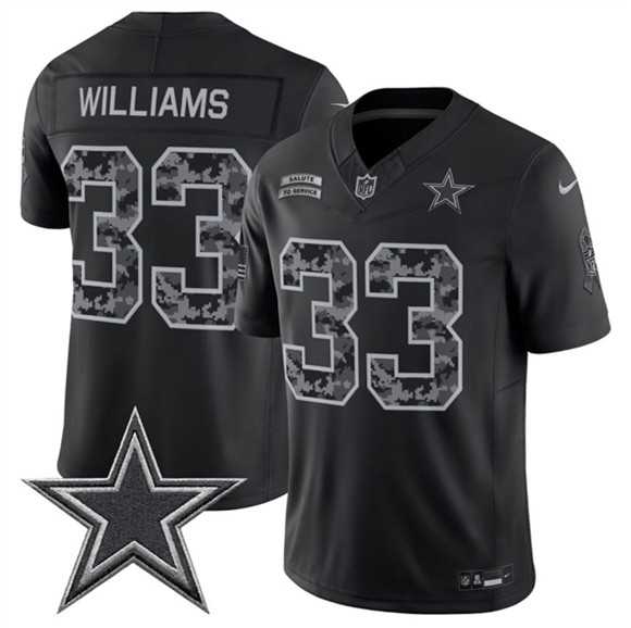 Mens Dallas Cowboys #33 Javonte Williams Black 2026 F.U.S.E. Salute to Service Limited Stitched Jersey->dallas cowboys->NFL Jersey