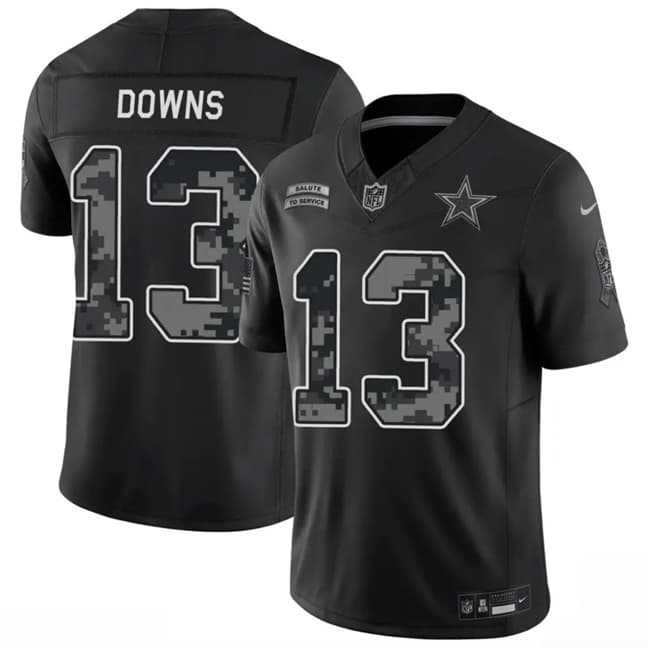 Mens Dallas Cowboys #13 Caleb Downs Black 2026 F.U.S.E. Salute to Service Limited Stitched Jersey->dallas cowboys->NFL Jersey