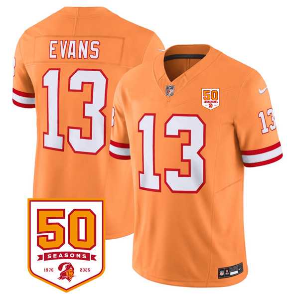 Men & Women & Youth Tampa Bay Buccaneers #13 Mike Evans Orange 2025 F.U.S.E. 50th Anniversary Patch Vapor Untouchable Limited Stitched Jersey->tampa bay buccaneers->NFL Jersey