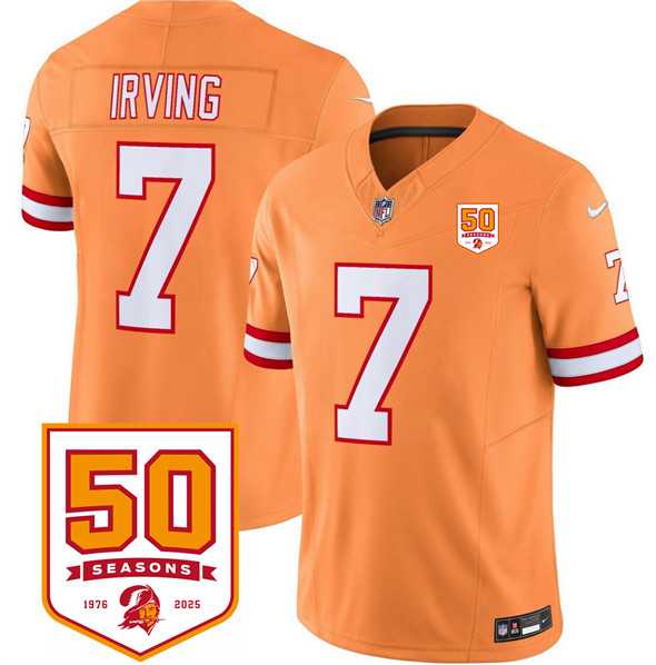 Men & Women & Youth Tampa Bay Buccaneers #7 Bucky Irving Orange 2025 F.U.S.E. 50th Anniversary Patch Vapor Untouchable Limited Stitched Jersey->tampa bay buccaneers->NFL Jersey
