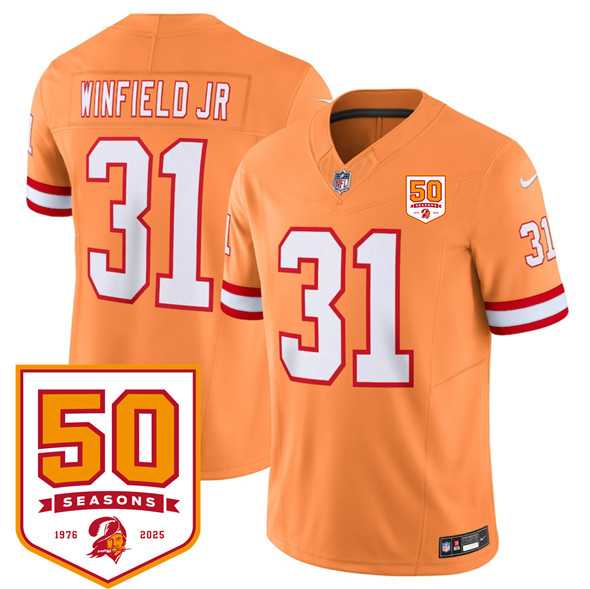 Men & Women & Youth Tampa Bay Buccaneers #31 Antoine Winfield Jr. Orange 2025 F.U.S.E. 50th Anniversary Patch Vapor Untouchable Limited Stitched Jersey->tampa bay buccaneers->NFL Jersey