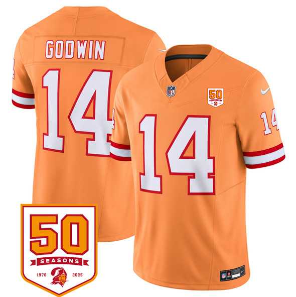 Men & Women & Youth Tampa Bay Buccaneers #14 Chris Godwin Orange 2025 F.U.S.E. 50th Anniversary Patch Vapor Untouchable Limited Stitched Jersey->tampa bay buccaneers->NFL Jersey