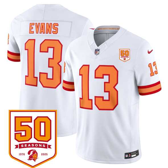 Men & Women & Youth Tampa Bay Buccaneers #13 Mike Evans White 2025 F.U.S.E. 50th Anniversary Patch Vapor Untouchable Limited Stitched Jersey->tampa bay buccaneers->NFL Jersey
