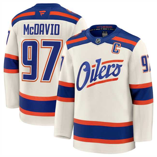 Mens Edmonton Oilers #97 Connor McDavid Light Beige Alternate With C Patch Stitched Jersey Dzhi->edmonton oilers->NHL Jersey