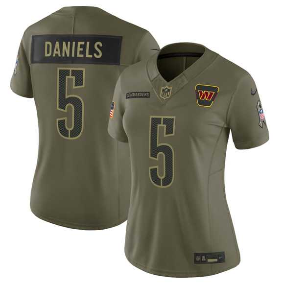 Women%27s Washington Commanders #5 Jayden Daniels Olive 2025 Salute to Service Limited Stitched Jersey Dyin->customized nba jersey->Custom Jersey
