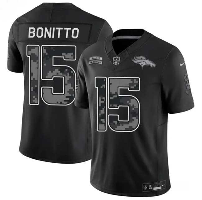 Men%27s Denver Broncos #15 Nik Bonitto Black 2026 F.U.S.E. Salute to Service Limited Stitched Stitched Jersey->denver broncos->NFL Jersey