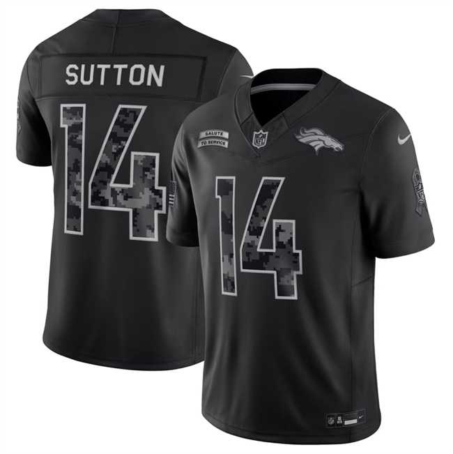 Men%27s Denver Broncos #14 Courtland Sutton Black 2026 F.U.S.E. Salute to Service Limited Stitched Stitched Jersey->denver broncos->NFL Jersey