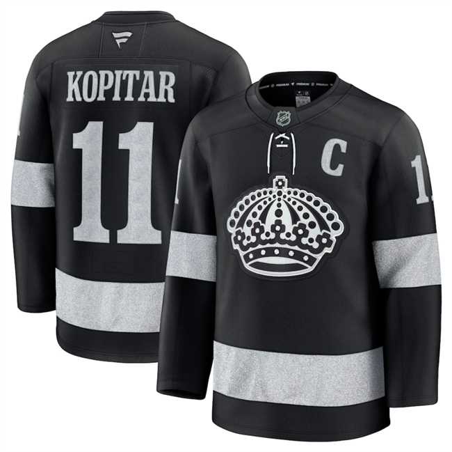 Mens Los Angeles Kings #11 Anze Kopitar Black Alternate Stitched Jersey Dzhi->los angeles kings->NHL Jersey