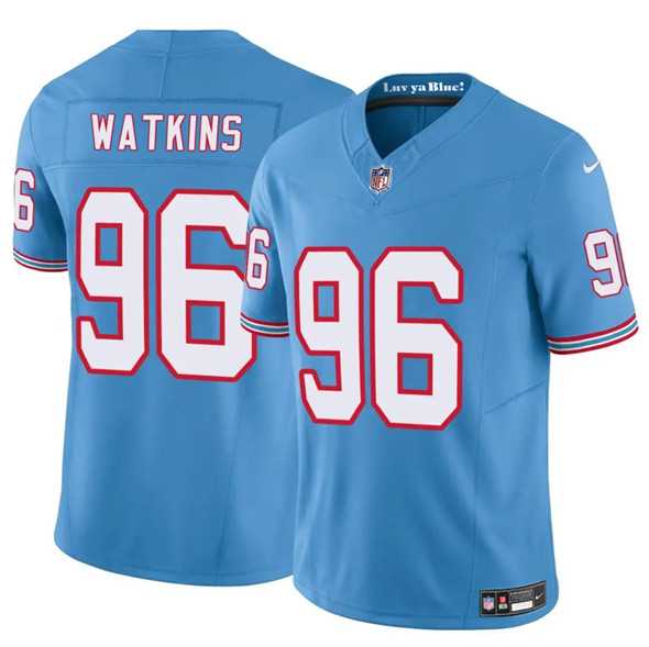 Men & Women & Youth Tennessee Titans #96 Carlos Watkins Blue 2025 F.U.S.E. Throwback Vapor Limited Stitched Jersey->tennessee titans->NFL Jersey