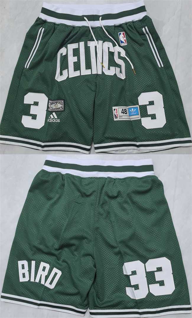 Men%27s Boston Celtics #33 Larry Bird Green Shorts (Run Small)->nba shorts->NBA Jersey